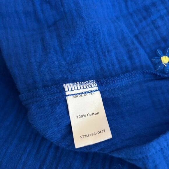 Chic Soul Blouse Women's 2X Blue Smocked Short Sleeve Embroidered Top Shirt - Picture 7 of 8